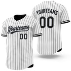 Custom Black White Black Pinstripe Reversible Button-Down Baseball Jersey