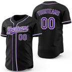 Custom Black Purple-White Reversible Button-Down Baseball Jersey