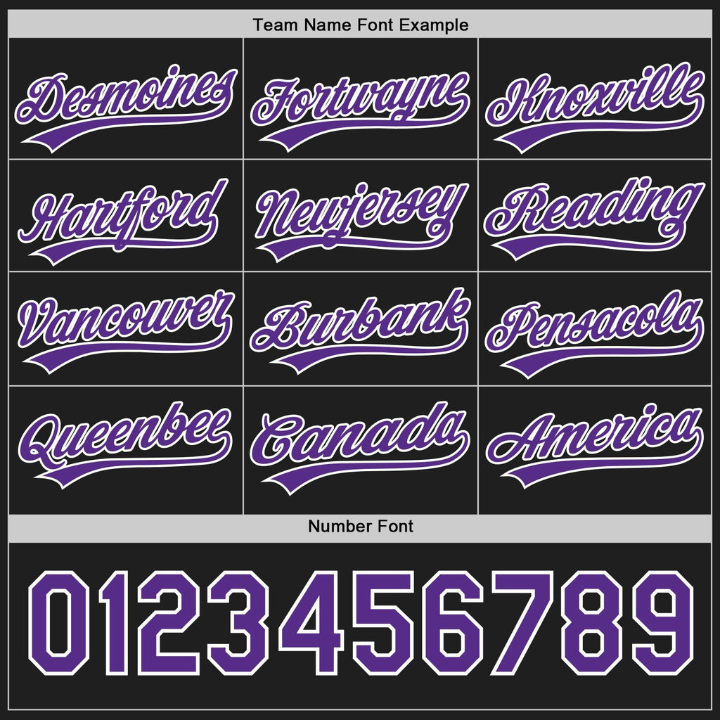 Custom Black Purple-White Reversible Button-Down Baseball Jersey photo 4