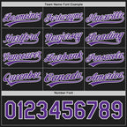 Custom Black Purple-White Reversible Button-Down Baseball Jersey photo 4