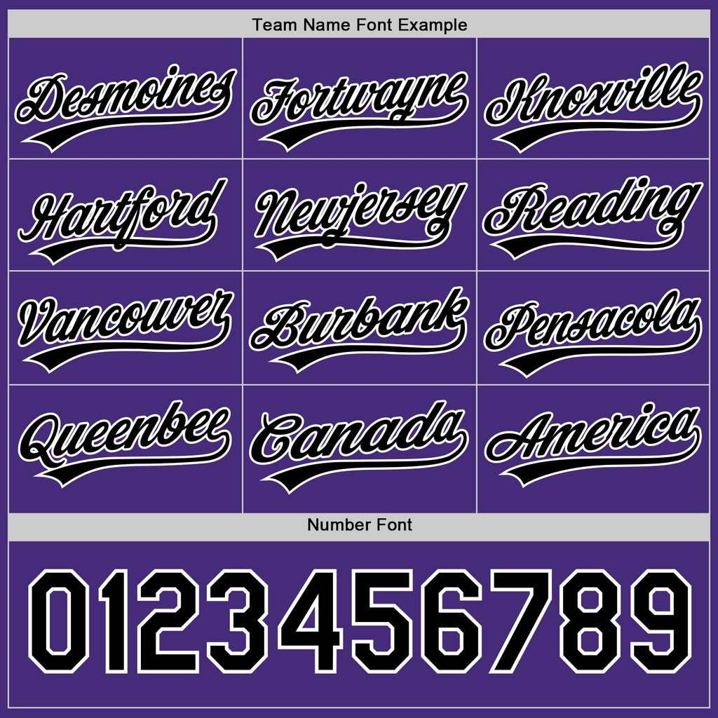 Custom Black Purple-White Reversible Button-Down Baseball Jersey photo 5