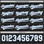 Custom Black White-Light Blue Reversible Button-Down Baseball Jersey photo 4