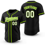 Custom Black Neon Green-White Reversible Button-Down Baseball Jersey