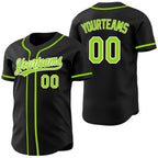 Custom Black Neon Green-White Reversible Button-Down Baseball Jersey