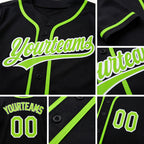 Custom Black Neon Green-White Reversible Button-Down Baseball Jersey detail