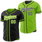 Custom Black Neon Green-White Reversible Button-Down Baseball Jersey photo 1