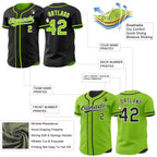 Custom Black Neon Green-White Reversible Button-Down Baseball Jersey photo 3