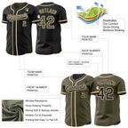 Custom Black Olive-Cream Reversible Button-Down Baseball Jersey photo 3