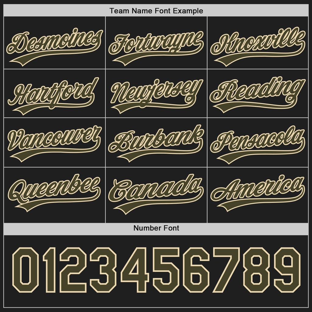 Custom Black Olive-Cream Reversible Button-Down Baseball Jersey photo 4