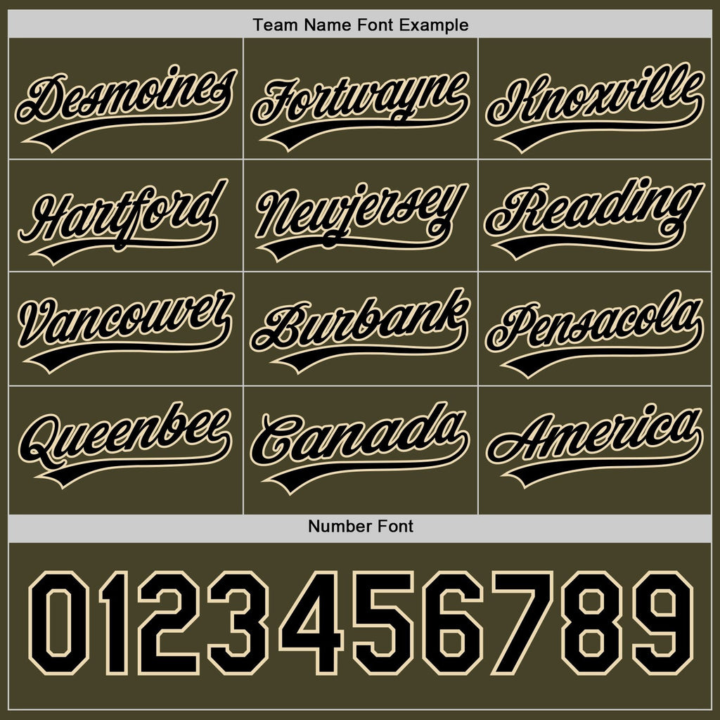 Custom Black Olive-Cream Reversible Button-Down Baseball Jersey photo 5