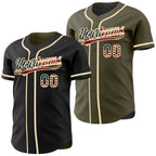 Custom Black Olive Reversible Button-Down Baseball Jersey photo 1