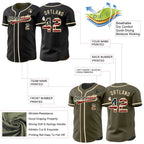 Custom Black Olive Reversible Button-Down Baseball Jersey photo 3