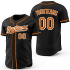 Custom Black Texas Orange-White Reversible Button-Down Baseball Jersey