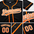 Custom Black Texas Orange-White Reversible Button-Down Baseball Jersey detail