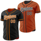 Custom Black Texas Orange-White Reversible Button-Down Baseball Jersey photo 1