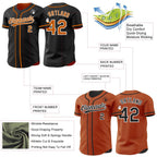 Custom Black Texas Orange-White Reversible Button-Down Baseball Jersey photo 3
