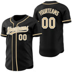 Custom Black Vegas Gold-White Reversible Button-Down Baseball Jersey