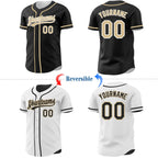 Custom Black Vegas Gold-White Reversible Button-Down Baseball Jersey photo 2