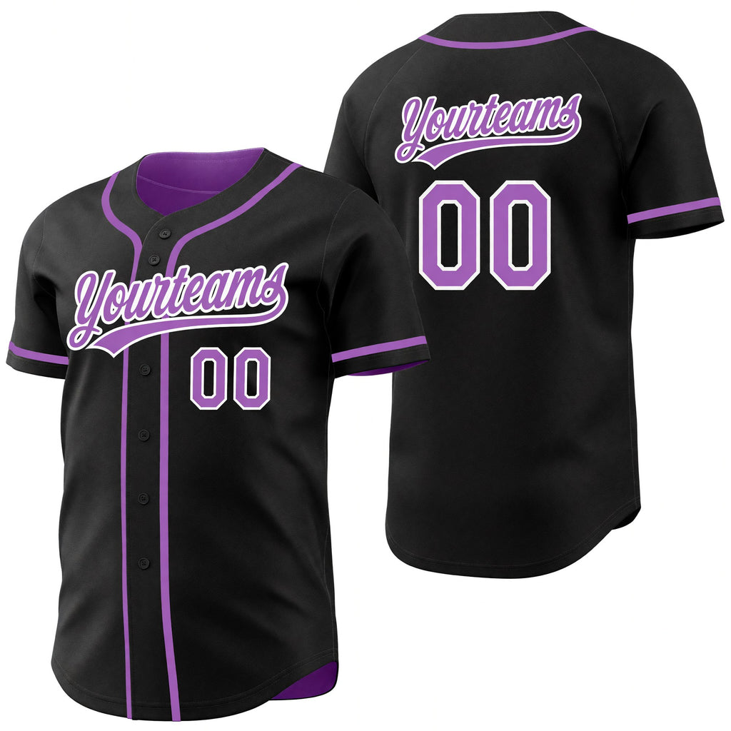 Custom Black Medium Purple-White Reversible Button-Down Baseball Jersey