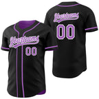 Custom Black Medium Purple-White Reversible Button-Down Baseball Jersey