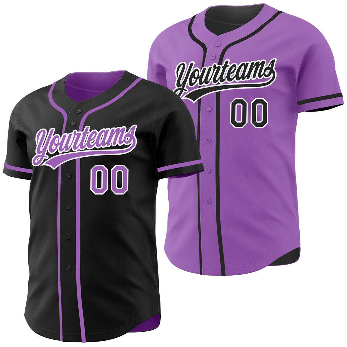 Custom Black Medium Purple-White Reversible Button-Down Baseball Jersey photo 1