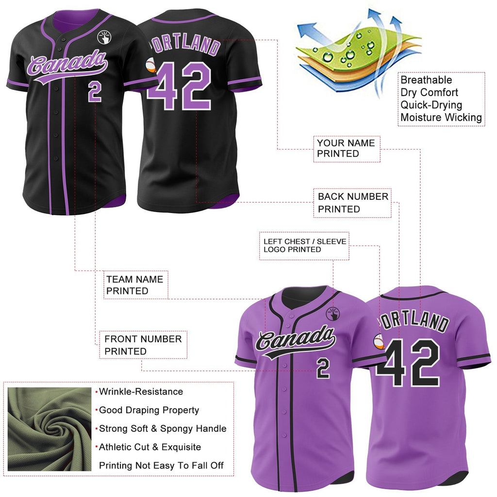 Custom Black Medium Purple-White Reversible Button-Down Baseball Jersey photo 3