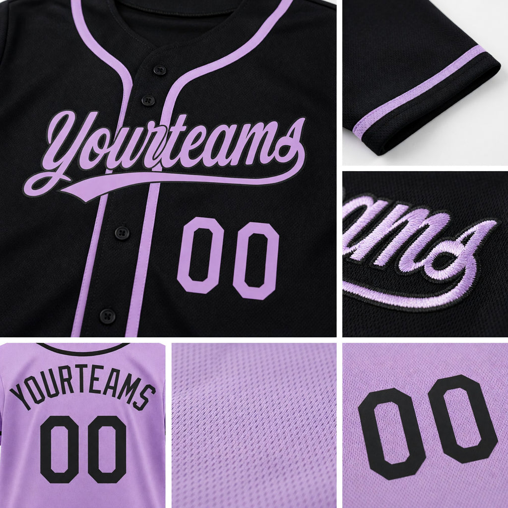 Custom Black-Light Purple Reversible Button-Down Baseball Jersey detail