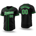 Custom Black Grass Green-White Reversible Button-Down Baseball Jersey