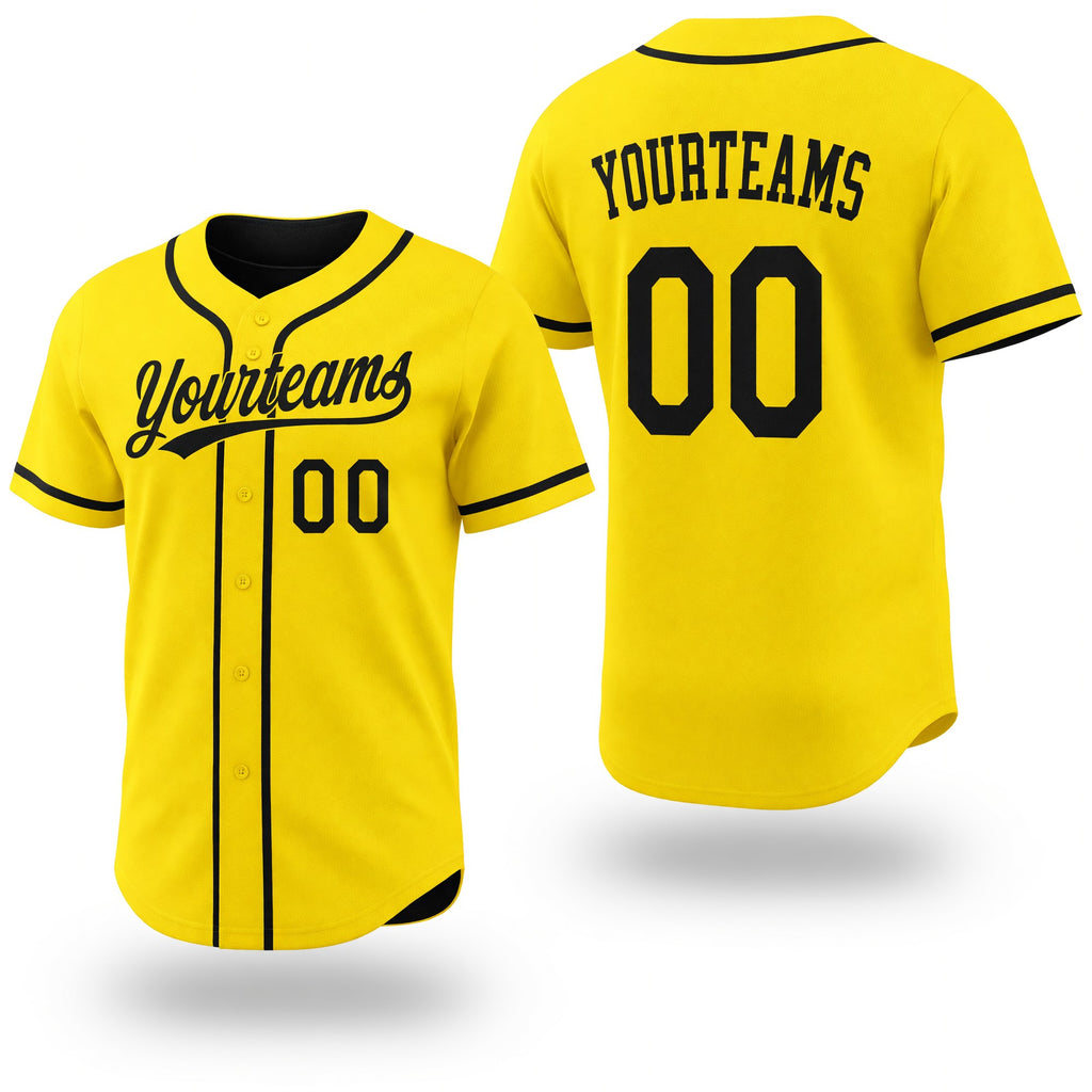 Custom Black-Light Yellow Reversible Button-Down Baseball Jersey