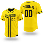 Custom Black-Light Yellow Reversible Button-Down Baseball Jersey