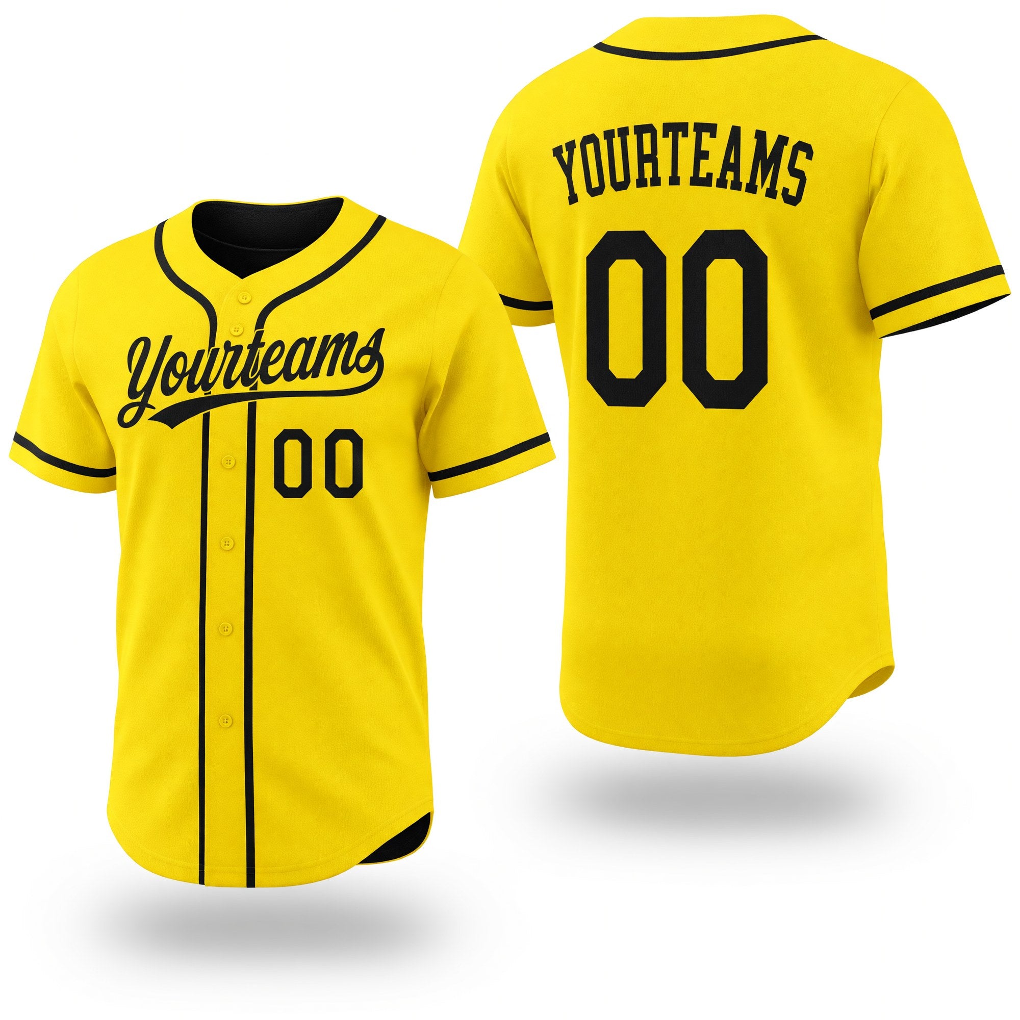 Custom Black-Light Yellow Reversible Button-Down Baseball Jersey
