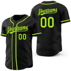 Custom Black-Neon Green Reversible Button-Down Baseball Jersey