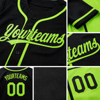 Custom Black-Neon Green Reversible Button-Down Baseball Jersey detail