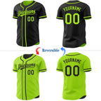 Custom Black-Neon Green Reversible Button-Down Baseball Jersey photo 2