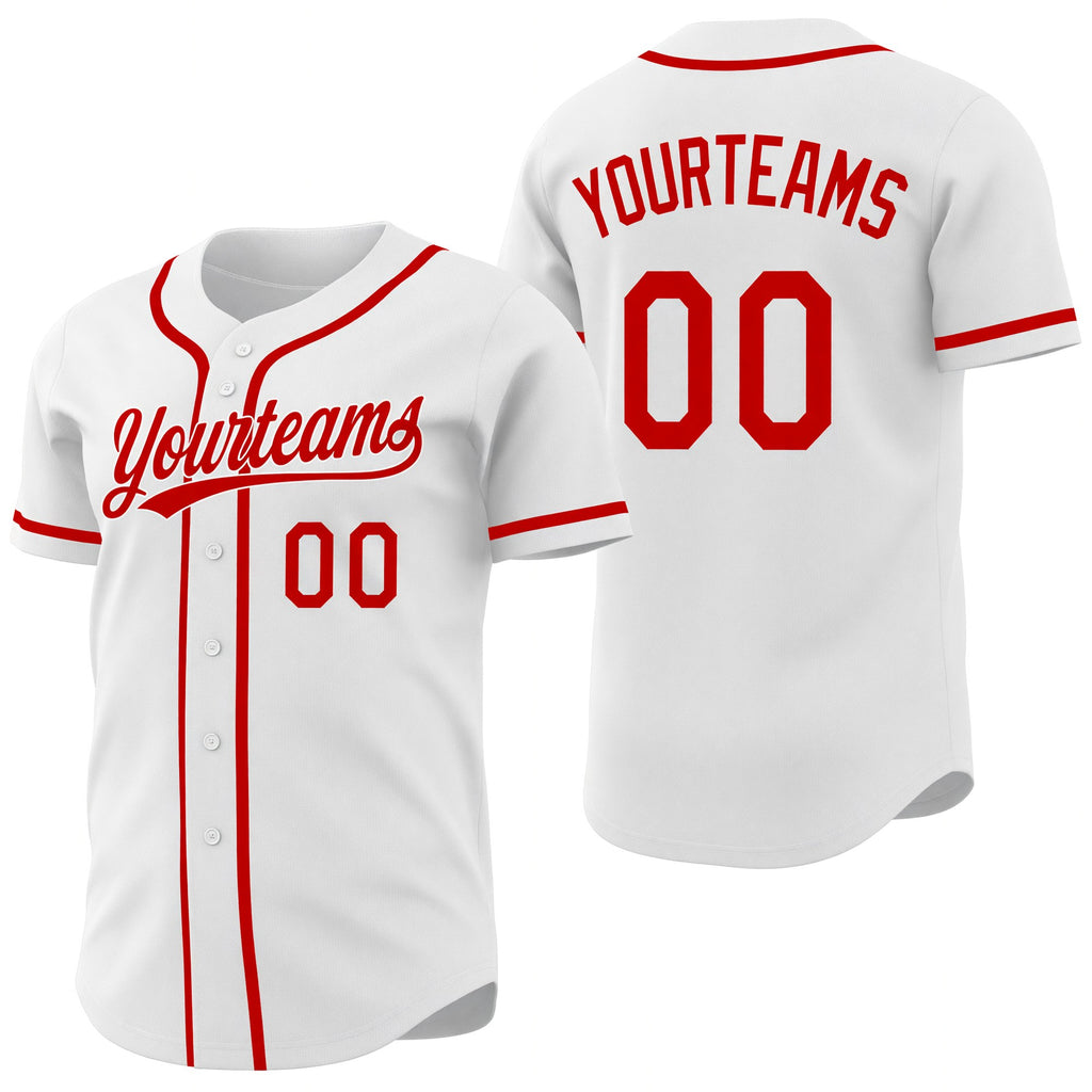 Custom Red-White Reversible Button-Down Baseball Jersey