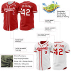 Custom Red-White Reversible Button-Down Baseball Jersey photo 3