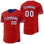 Custom Red Light Blue Reversible Button-Down Baseball Jersey