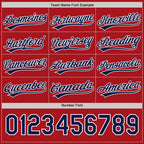 Custom Red Navy-White Reversible Button-Down Baseball Jersey photo 4