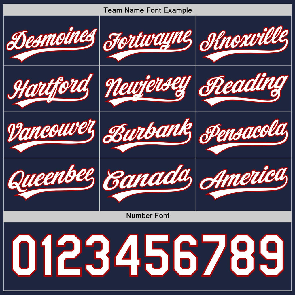 Custom Red White-Navy Reversible Button-Down Baseball Jersey photo 5