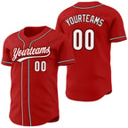 Custom Red White-Black Reversible Button-Down Baseball Jersey