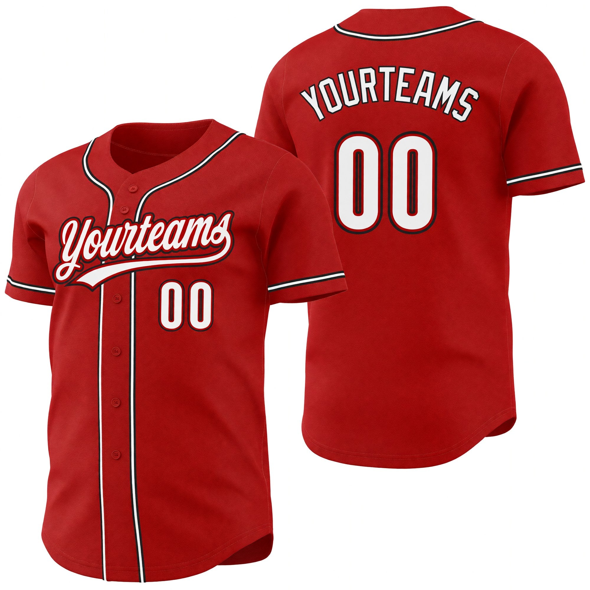 Custom Red White-Black Reversible Button-Down Baseball Jersey