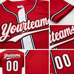 Custom Red White-Black Reversible Button-Down Baseball Jersey detail