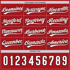 Custom Red White-Black Reversible Button-Down Baseball Jersey photo 4