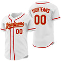 Custom Red White-Old Gold Reversible Button-Down Baseball Jersey