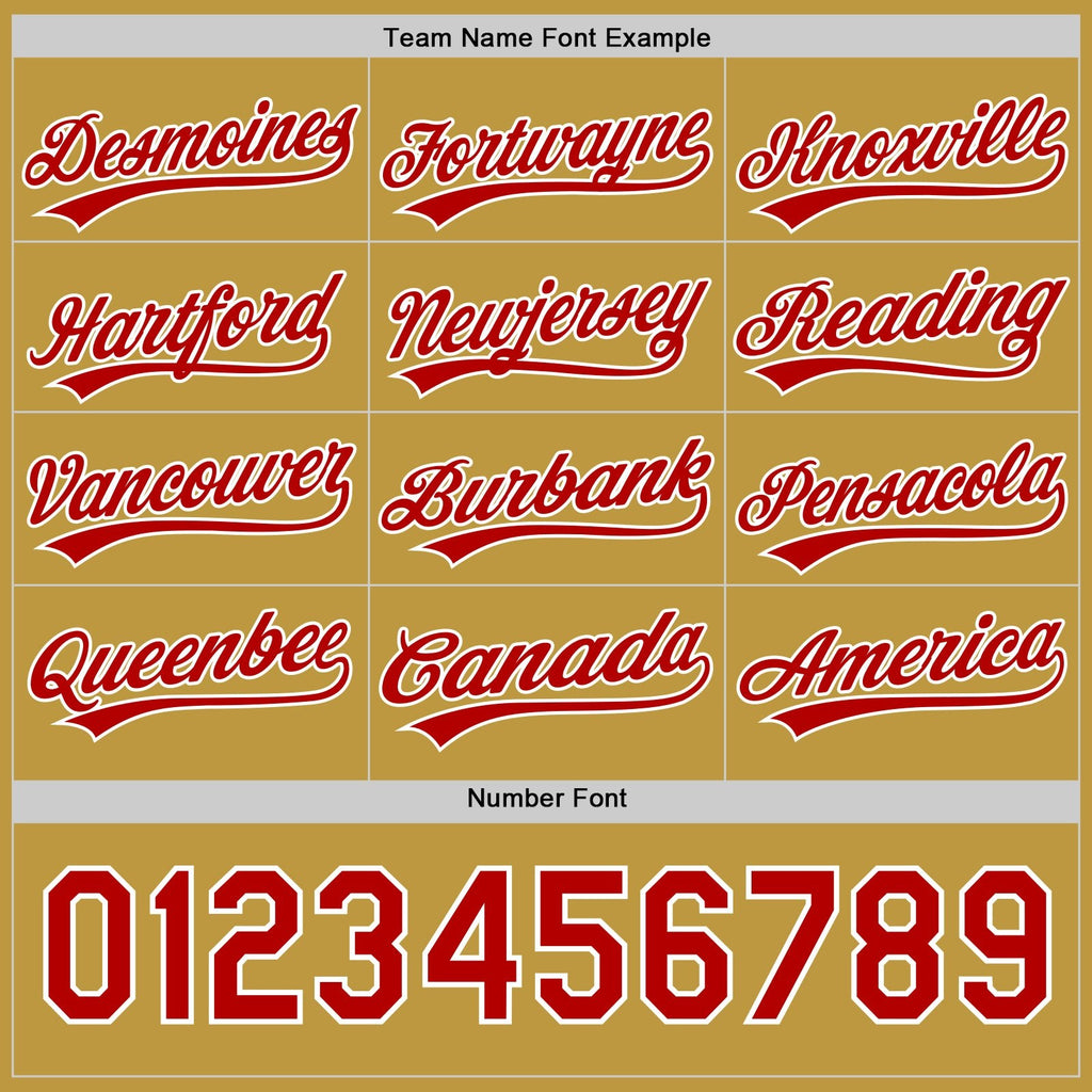 Custom Red Old Gold-White Reversible Button-Down Baseball Jersey photo 5