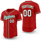 Custom Red White-Kelly Green Reversible Button-Down Baseball Jersey