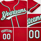Custom Red White-Kelly Green Reversible Button-Down Baseball Jersey detail