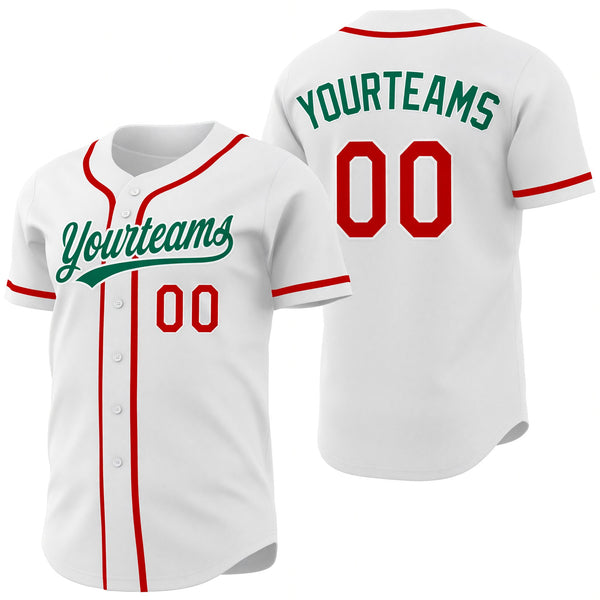 Custom Red Kelly Green-White Reversible Button-Down Baseball Jersey