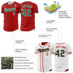 Custom Red Kelly Green-White Reversible Button-Down Baseball Jersey photo 3