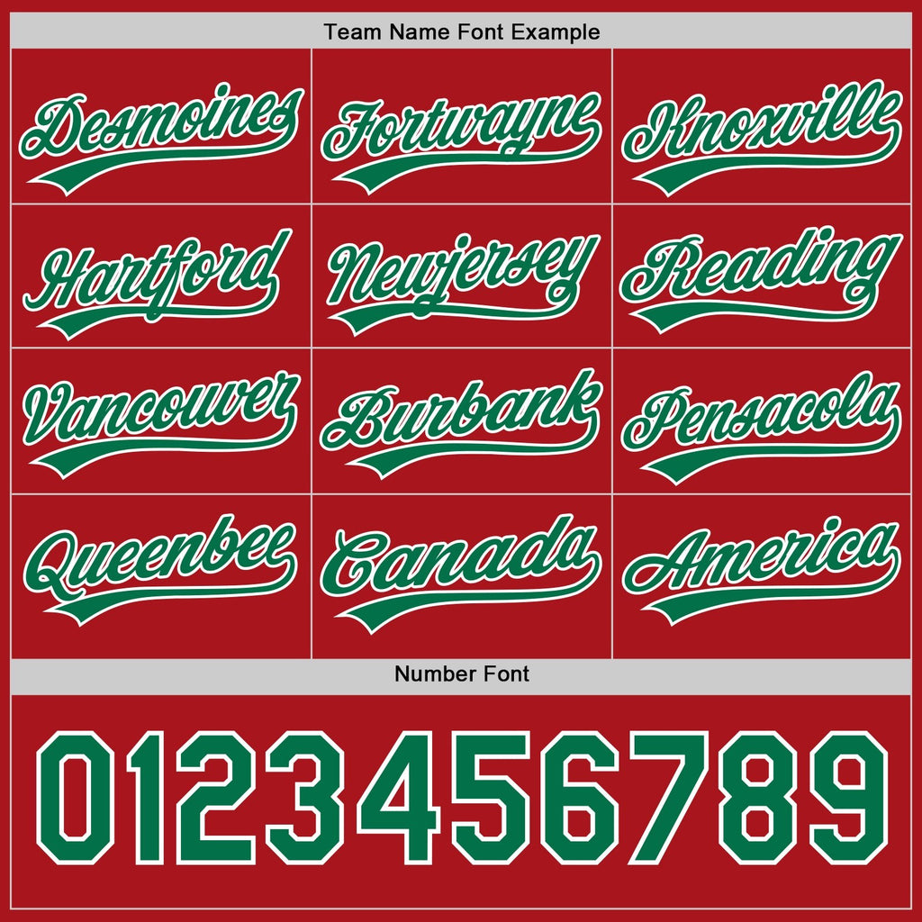 Custom Red Kelly Green-White Reversible Button-Down Baseball Jersey photo 4